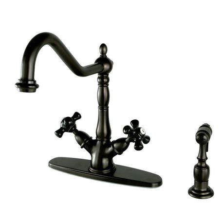 8" Centerset Deck Mount Kitchen Faucet With Brass Sprayer - BUILDMYPLACE