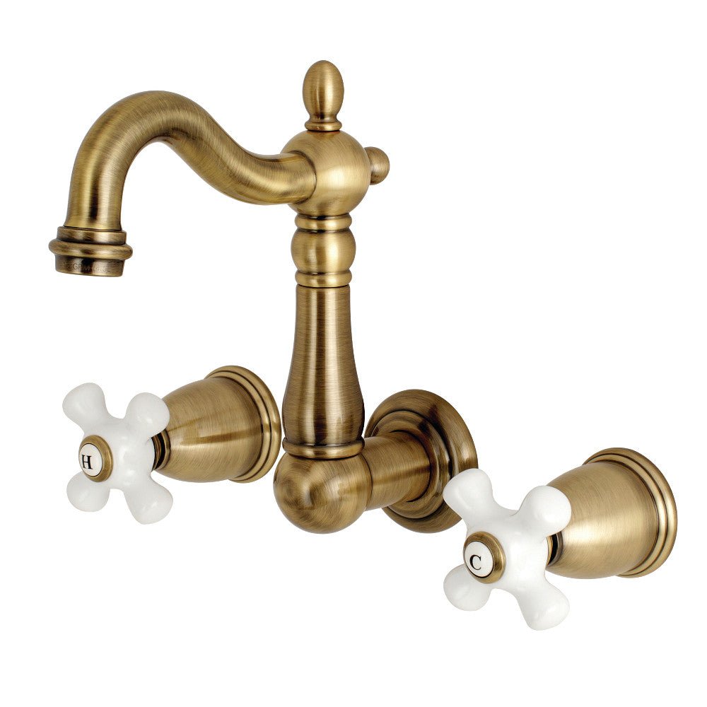 8 Inch Heritage Center Wall Mount Bathroom Faucet - BUILDMYPLACE