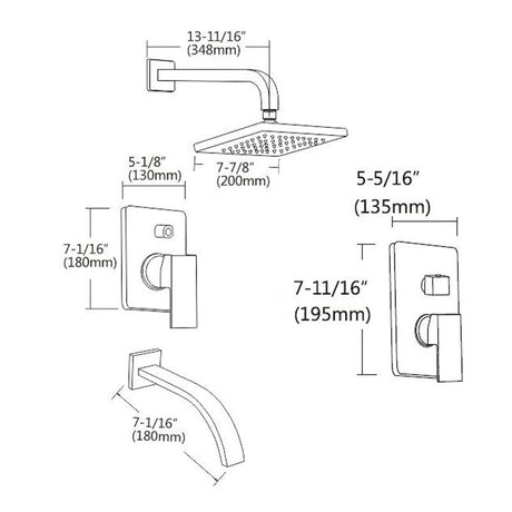 8 Inch Rain Shower Faucet Set Complete with Pre - embedded Valve, Pressure Balance Cartridge - BUILDMYPLACE