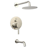 8 Inch Wall Mounted Rain Shower Faucet Set, Chrome/ Brushed Nickel Finish With Tub Spout - BUILDMYPLACE