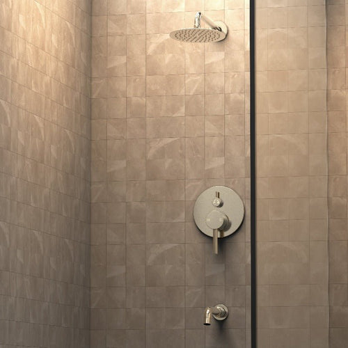 8 Inch Wall Mounted Rain Shower Faucet Set, Chrome/ Brushed Nickel Finish With Tub Spout