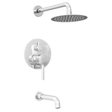 8 Inch Wall Mounted Rain Shower Faucet Set, Chrome/ Brushed Nickel Finish With Tub Spout - BUILDMYPLACE