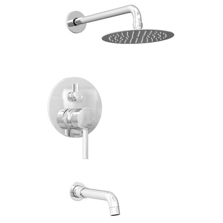 8 Inch Wall Mounted Rain Shower Faucet Set, Chrome/ Brushed Nickel Finish With Tub Spout - BUILDMYPLACE