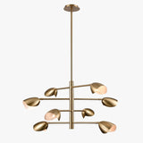 8 - Light Chandelier Ceiling Light, Curved Disk Shades, Brass Finish Hardware, Width 33.5" Height 18.5", 120V, Bulb Type B10, Socket type E12, Max wattage Per Socket 60W - BUILDMYPLACE