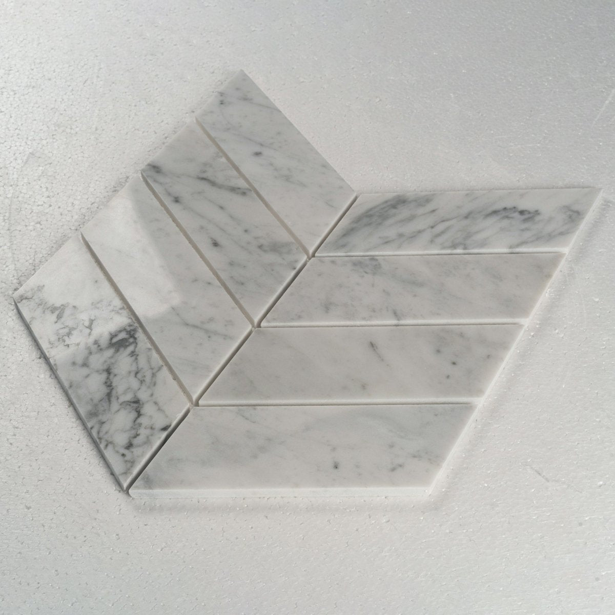 8 X 11 in. Skyline Chevron Gray Marble Mosaic - BUILDMYPLACE