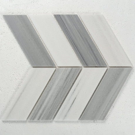 8 X 11 in. Skyline Chevron Gray Marble Mosaic - BUILDMYPLACE