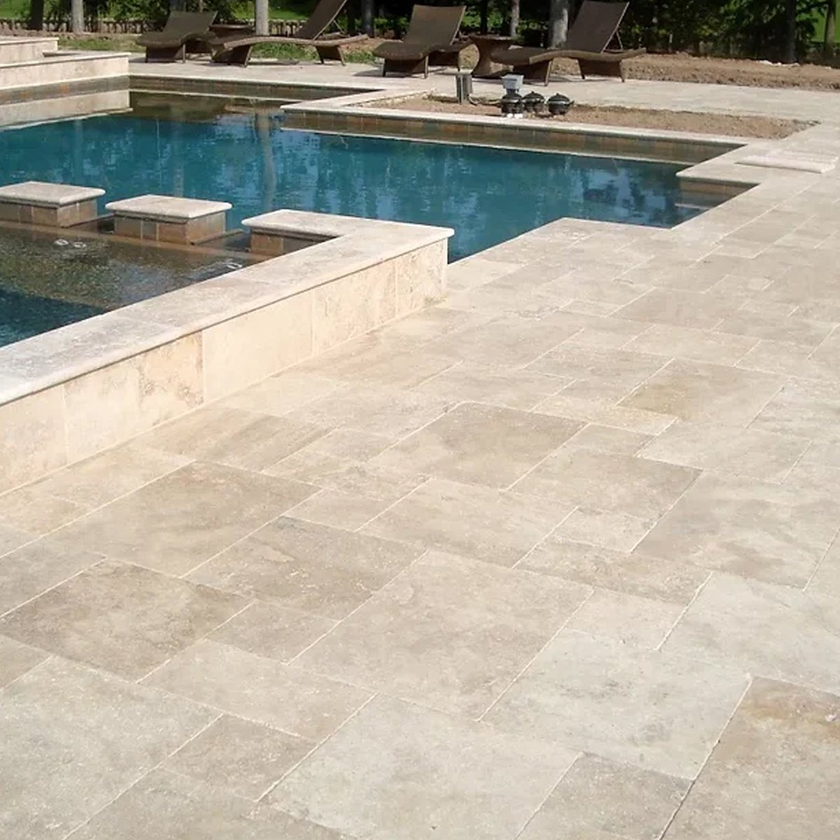 8 X 16 In Ivory Brushed & Chiseled Travertine - BUILDMYPLACE