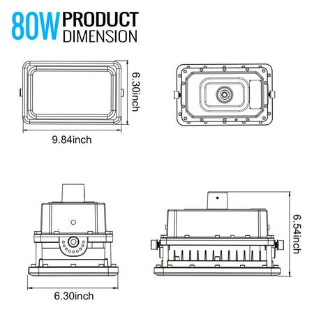 80 Watt LED Explosion Proof Flood Light, A Series, Dimmable, 5000K, 10800LM, AC100 - 277V, IP66, Hazardous Location Lighting Fixtures - BUILDMYPLACE