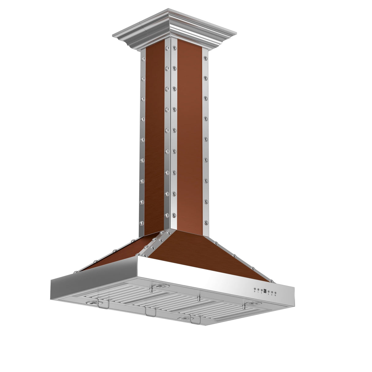 ZLINE 36 in. Designer Series Copper Island Mount Range Hood with Satin Stainless Steel Trim (KB2i-CSSXS-36)