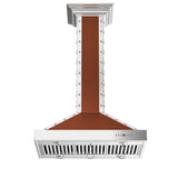 ZLINE 30 in. Designer Series Copper Island Mount Range Hood with Satin Stainless Steel Trim (KB2i-CSSXS-30)