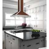 ZLINE 30 in. Designer Series Copper Island Mount Range Hood with Satin Stainless Steel Trim (KB2i-CSSXS-30)