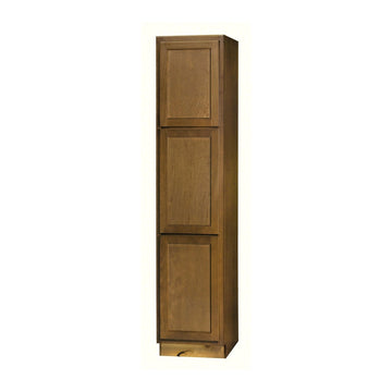 84 inch High Broom Cabinet - Warmwood Shaker - 18 Inch W x 84 Inch H x 12 Inch D