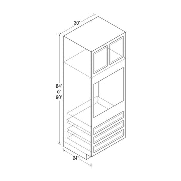 84 inch High Oven Cabinet - Dwhite Shaker - 30 Inch W x 84 Inch H x 24 Inch D