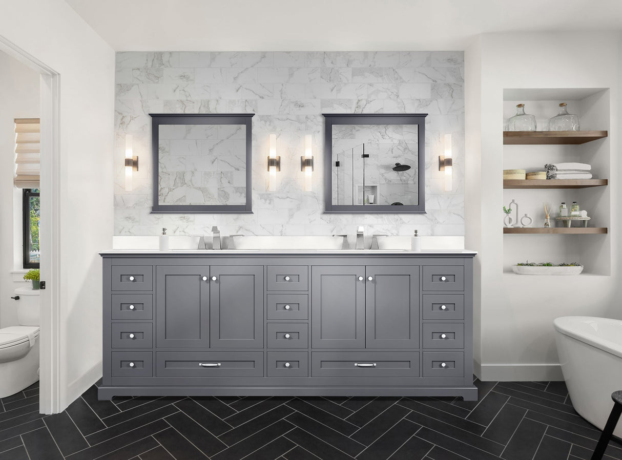 Dukes Dark Grey Freestanding Bathroom Vanity with White Quartz Top, White Square Sink