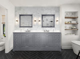 Dukes Dark Grey Freestanding Bathroom Vanity with White Quartz Top, White Square Sink