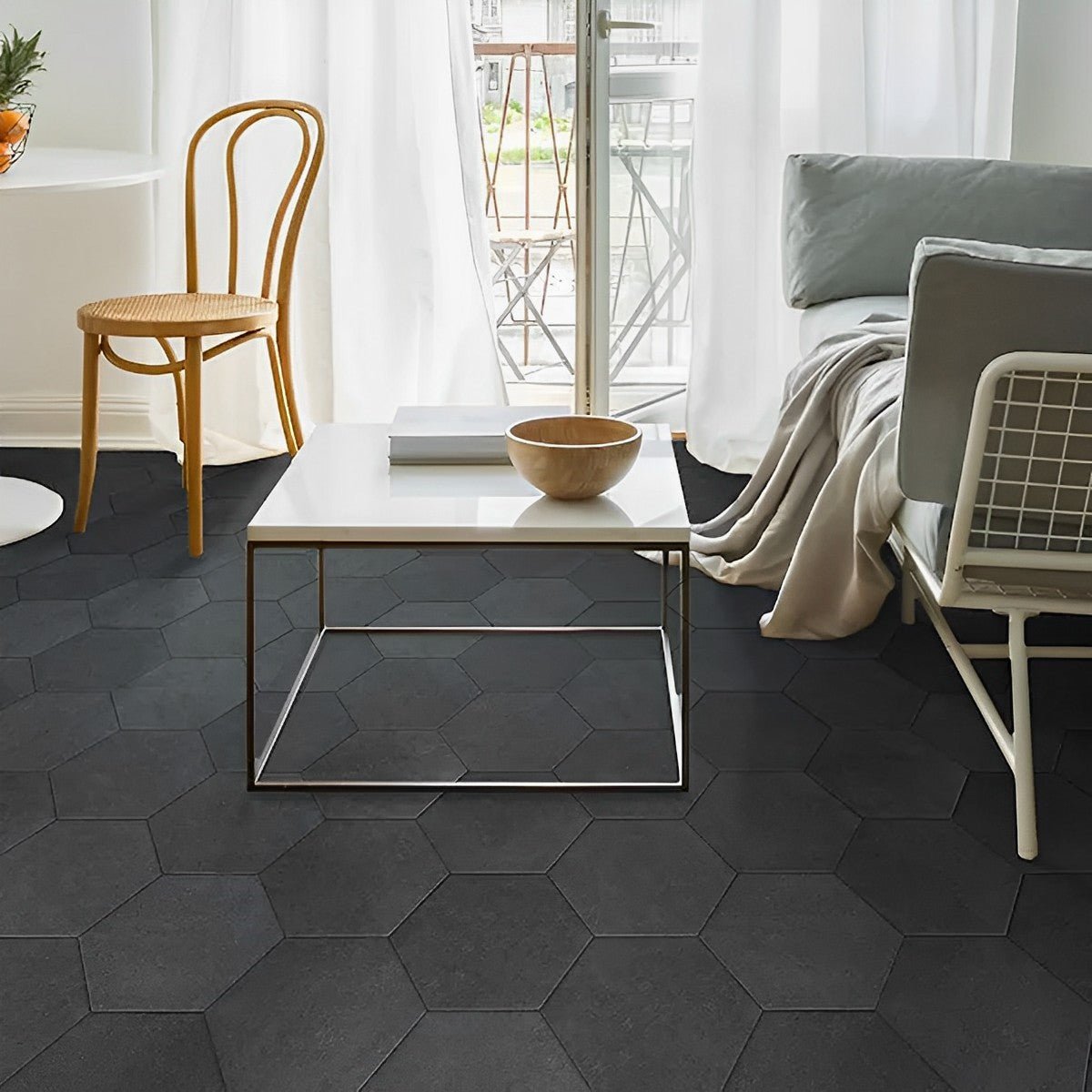 8.5 in Tapestri Silk Hexagon Matte Pressed Glazed Porcelain Tile - BUILDMYPLACE