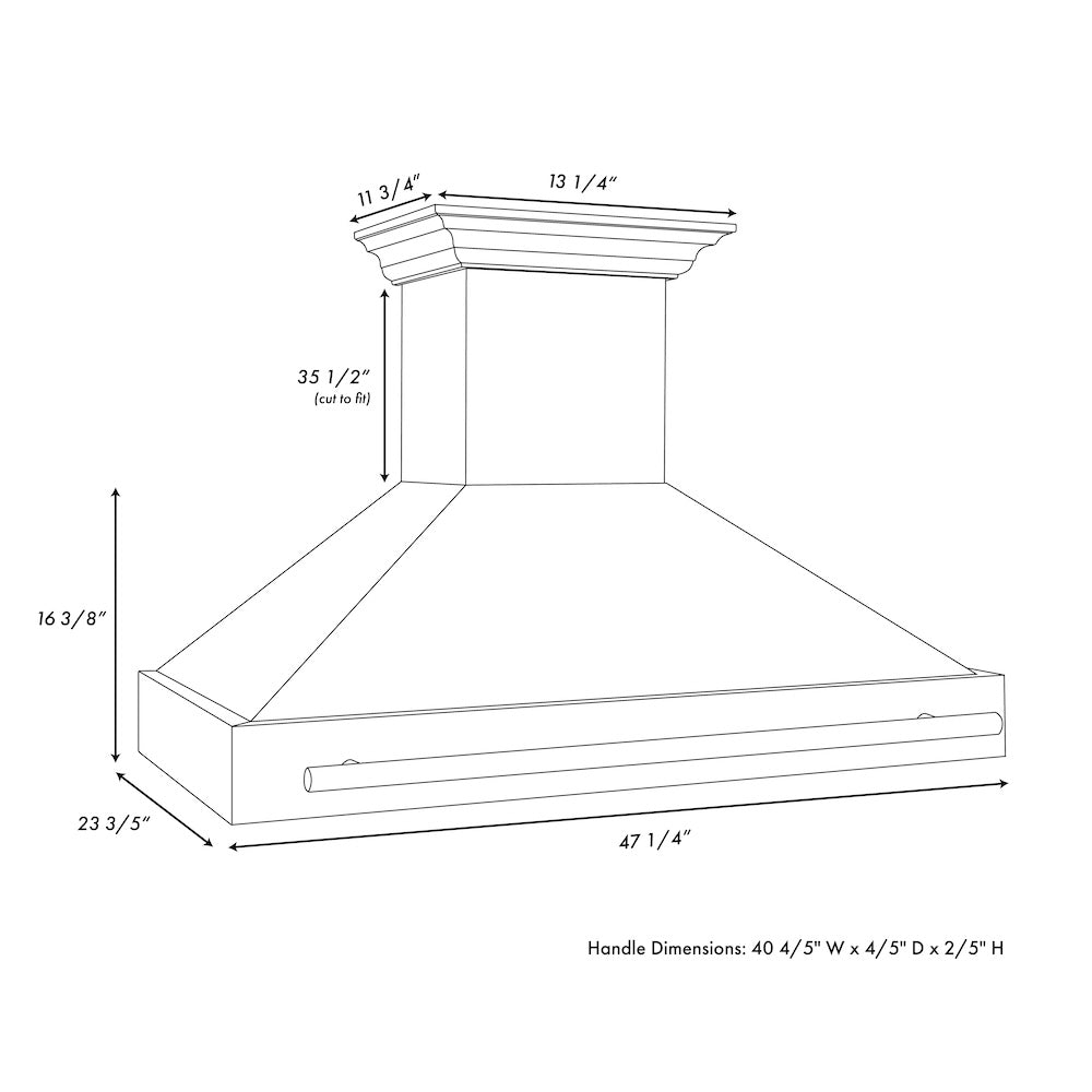 ZLINE Autograph Edition 48" Fingerprint Resistant Stainless Steel Range Hood with White Matte Shell and Polished Gold Handle (8654SNZ-WM48-G)