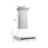 ZLINE Autograph Edition 30" Stainless Steel Range Hood with White Matte Shell and Matte Black Handle (8654STZ-WM30-MB)