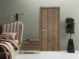 Modern Wood Interior Door with Hardware | Planum 0010 Walnut | Single Panel Frame Trims | Bathroom Bedroom Sturdy Doors