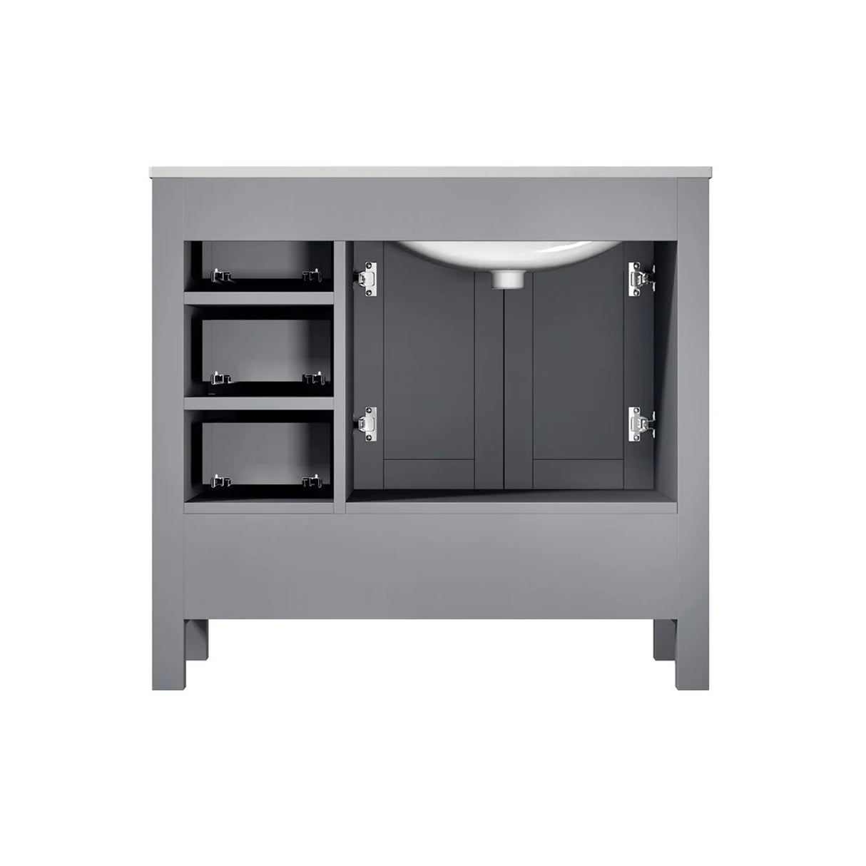 Jacques Distressed Grey Freestanding Bathroom Vanity with White Carrara Marble Top, White Square Sink