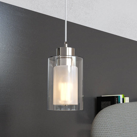 8W Cylinder Shape LED Pendant Light, Brushed Nickel Finish, 4000K (Cool White), 500 Lumens, ETL Listed - BUILDMYPLACE