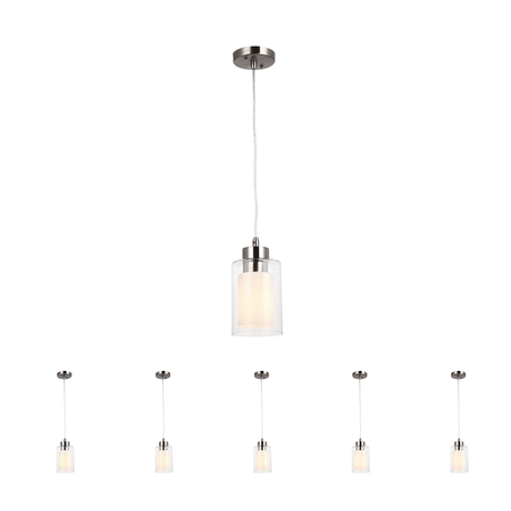 8W Cylinder Shape LED Pendant Light, Brushed Nickel Finish, 4000K (Cool White), 500 Lumens, ETL Listed - BUILDMYPLACE