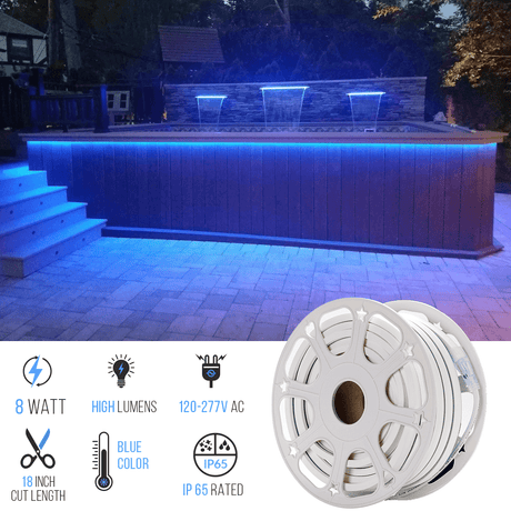 8W Neon Flex LED Rope Lights - BGRP - 120V, IP65 Rated - UL/ETL Listed - 200 Lumens - BUILDMYPLACE