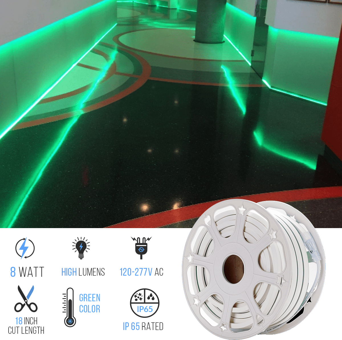 8W Neon Flex LED Rope Lights - BGRP - 120V, IP65 Rated - UL/ETL Listed - 200 Lumens - BUILDMYPLACE