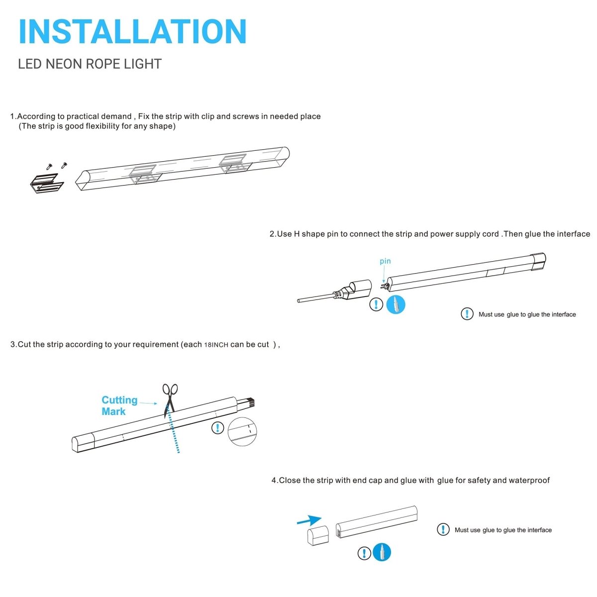 8W Neon Flex LED Rope Lights - BGRP - 120V, IP65 Rated - UL/ETL Listed - 200 Lumens - BUILDMYPLACE