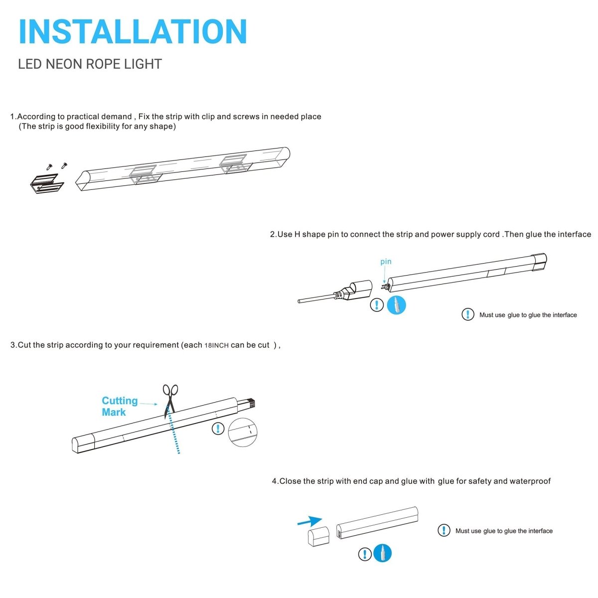 8W Neon Flex LED Rope Lights - BGRP - 120V, IP65 Rated - UL/ETL Listed - 200 Lumens - BUILDMYPLACE