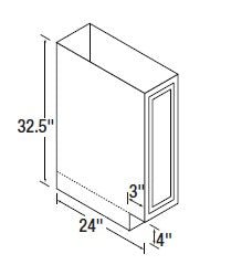 9 inch Wide ADA Tray Cabinets - Dwhite Shaker - 9 Inch W x 32.5 Inch H x 24 Inch D