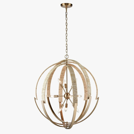 9 - Light Brass Finish Hardware with Nature Brown Corn Leaf Rope Pendant Light, E12 Base - BUILDMYPLACE