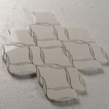 9 X 14 in. Thassos White High Gloss Polished Twisted Bianco Carrara Waterjet Marble Mosaic - BUILDMYPLACE