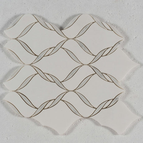 9 X 14 in. Thassos White High Gloss Polished Twisted Bianco Carrara Waterjet Marble Mosaic - BUILDMYPLACE