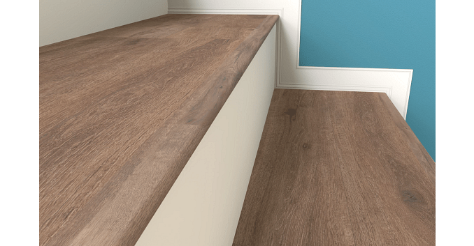 94" CORETEC PRO Plus HD - VV488 - 02098 - Flush Stair Nose in Bedford Oak - 94.49 x 4.49 Inch - BUILDMYPLACE