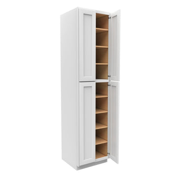 96 Inch High Pantry Cabinet With Double Door - Luxor White Shaker - Ready To Assemble, 24