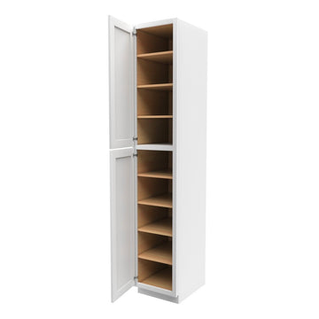 96 Inch High Single Door Tall Cabinet - Luxor White Shaker - Ready To Assemble, 18