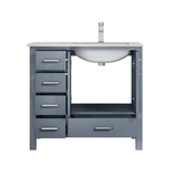 Jacques Dark Grey Freestanding Bathroom Vanity with White Carrara Marble Top, White Square Sink