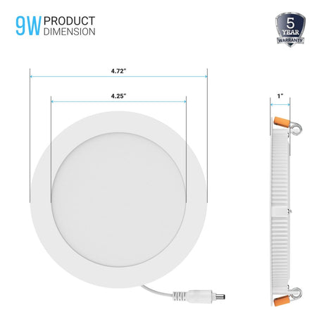 9W 4 Inch Slim LED Recessed Lighting: 650LM, Dimmable, Damp Location Rated - Perfect for Office, Kitchen, Bedroom, Bathroom Downlights - BUILDMYPLACE