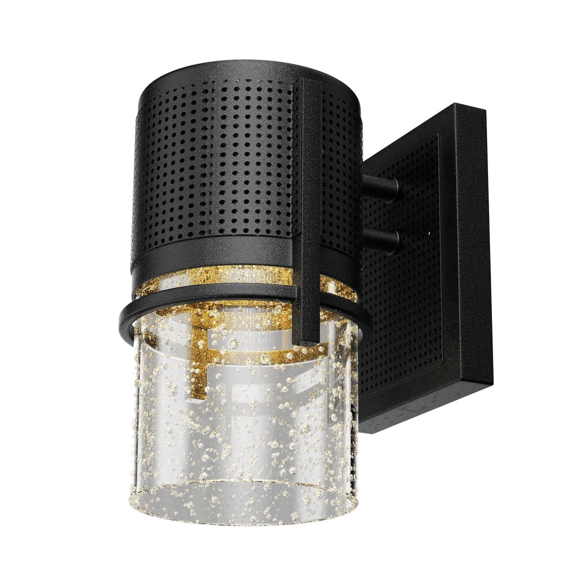 9W Cylinder LED Wall Sconce Light 5000K Daylight White, 500 Lumens, LED Outdoor Wall Light, Clear Bubble Glass, 120V Dimmable ETL Listed Textured Black Finish - BUILDMYPLACE