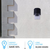 9W Cylinder LED Wall Sconce Light 5000K Daylight White, 500 Lumens, LED Outdoor Wall Light, Clear Bubble Glass, 120V Dimmable ETL Listed Textured Black Finish - BUILDMYPLACE