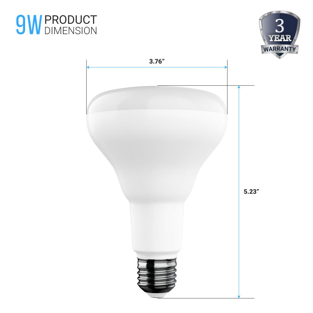 9W LED Light Bulbs - BR30 - 3000K Dimmable - 650 Lm - E26 Base - Soft White - BUILDMYPLACE