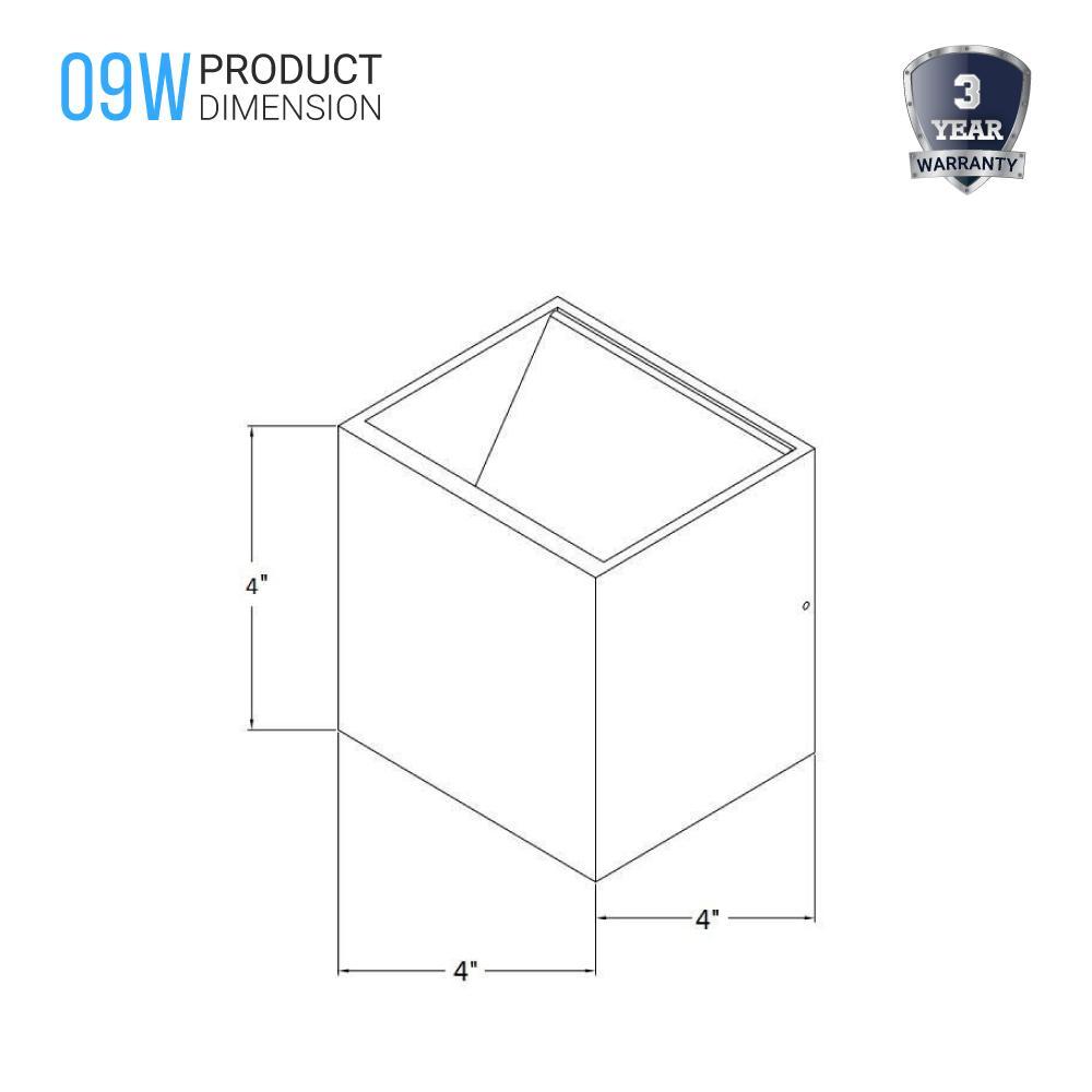 9W Square Shape LED Wall Sconce, 3000K Warm White, 500LM, Clear Glass, Wall Mount, 120V Triac Dimmable ETL Damp Location - BUILDMYPLACE