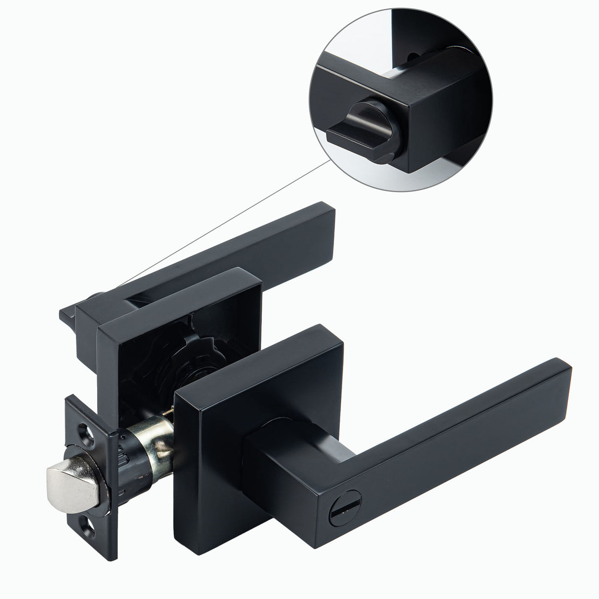 Ivanees Heavy Duty Privacy Leverset in Matt Black Finish with Exposed Screws