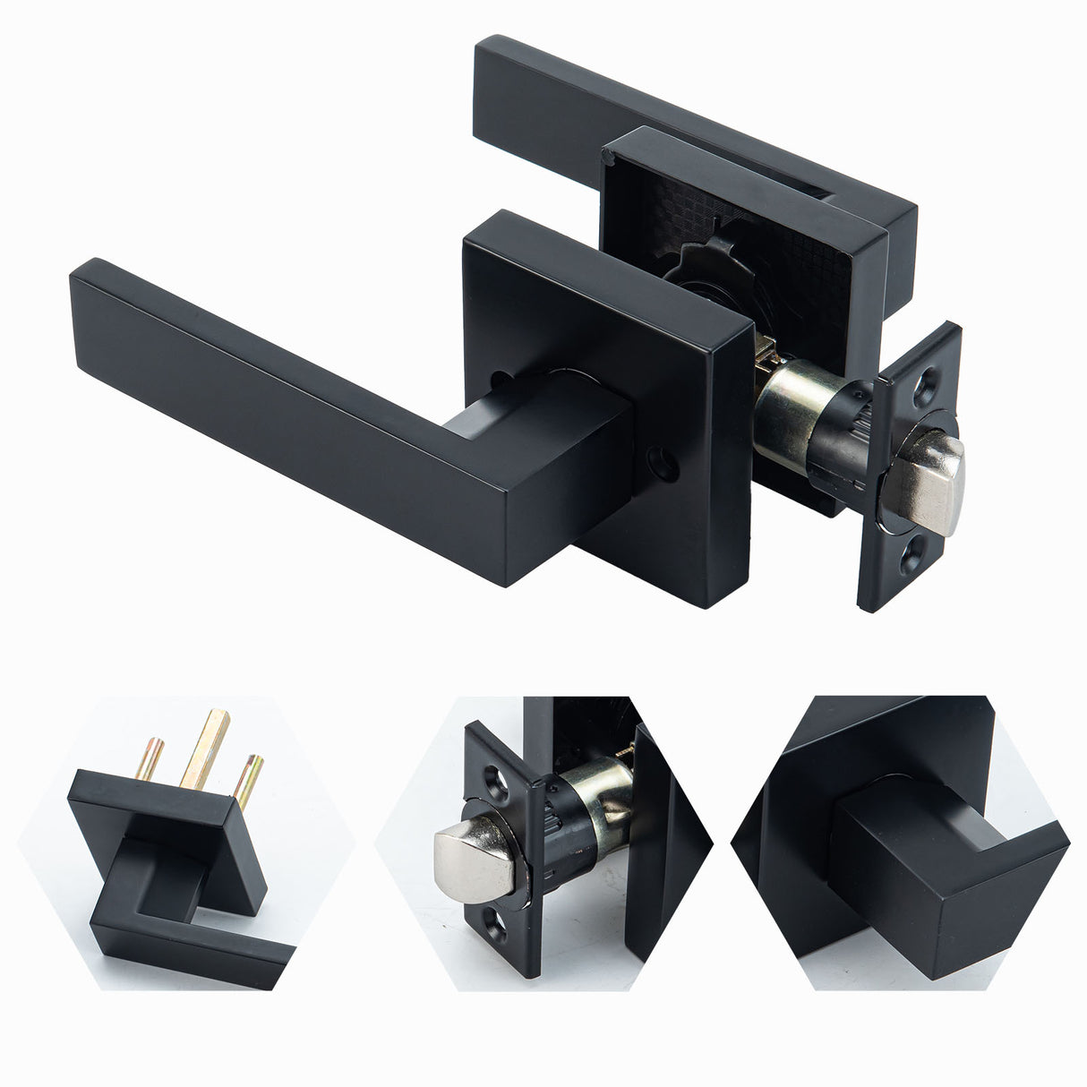 Ivanees Heavy Duty Passage Leverset in Matt Black Finish with Exposed Screws