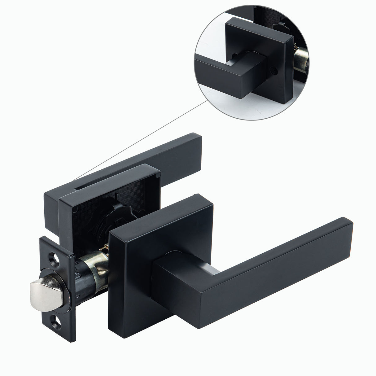 Ivanees Heavy Duty Passage Leverset in Matt Black Finish with Exposed Screws