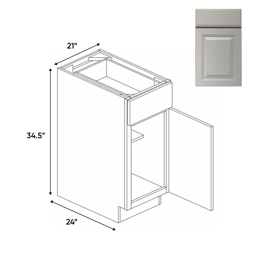 RTA - Avalon Ashen - Single Door Cabinets - 21"W x 34.5"H x 24"D