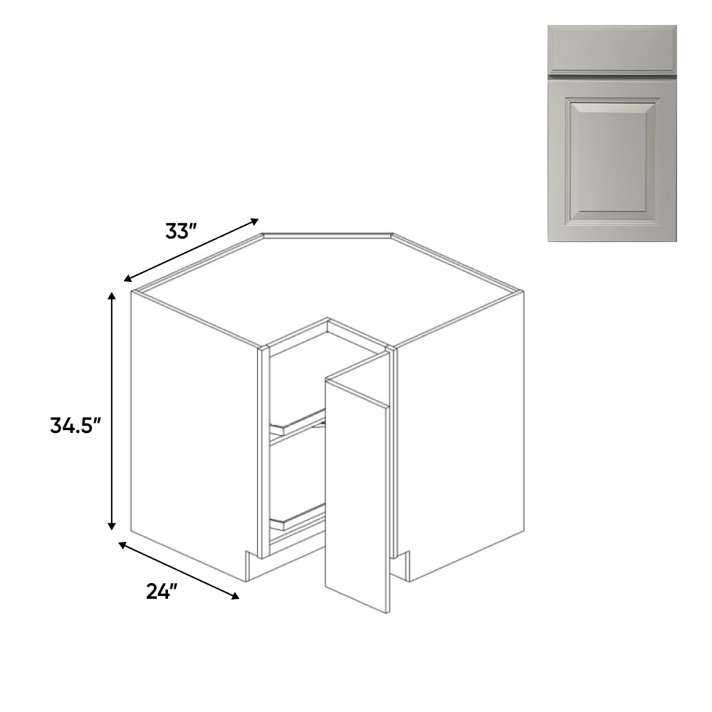 RTA - Avalon Ashen - Lazy Susan Base Cabinets - 33"W x 34.5"H x 33"D