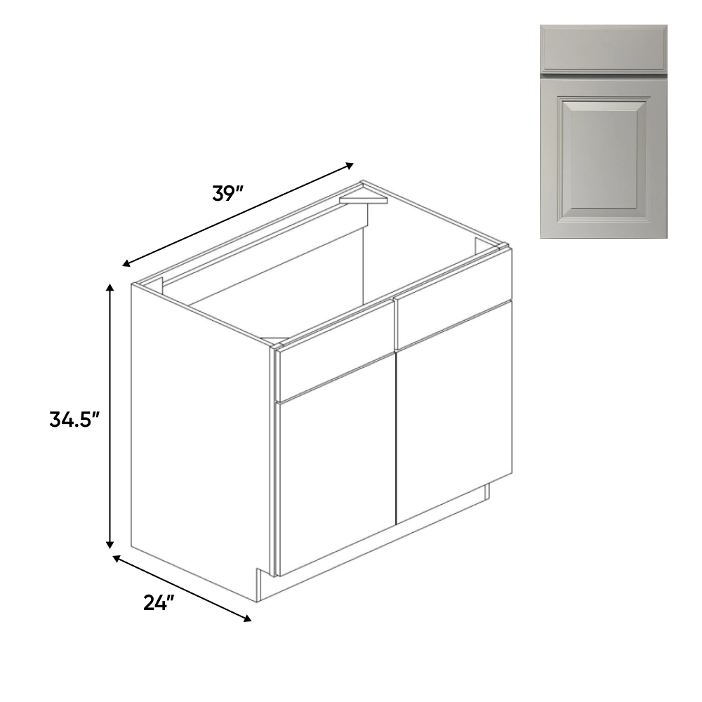 RTA - Avalon Ashen - Sink Base Cabinets - 39"W x 34.5"H x 24"D