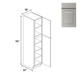 RTA - Avalon Ashen - Single Door Pantry Cabinets - 18"W x 90"H x 24"D